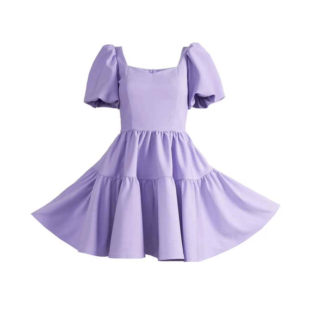 Chelsea Reece Lavender Puff Sleeve Mini Dress